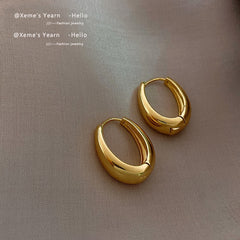 Classic Copper Alloy Smooth Metal Hoop Earrings Fashion Jewelry