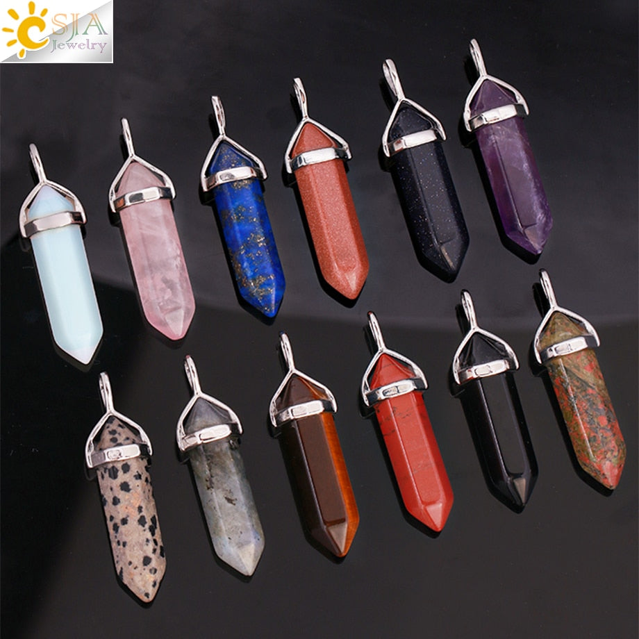 Crystal Necklaces Gem Stone Quartz Necklace Pendant Chakra