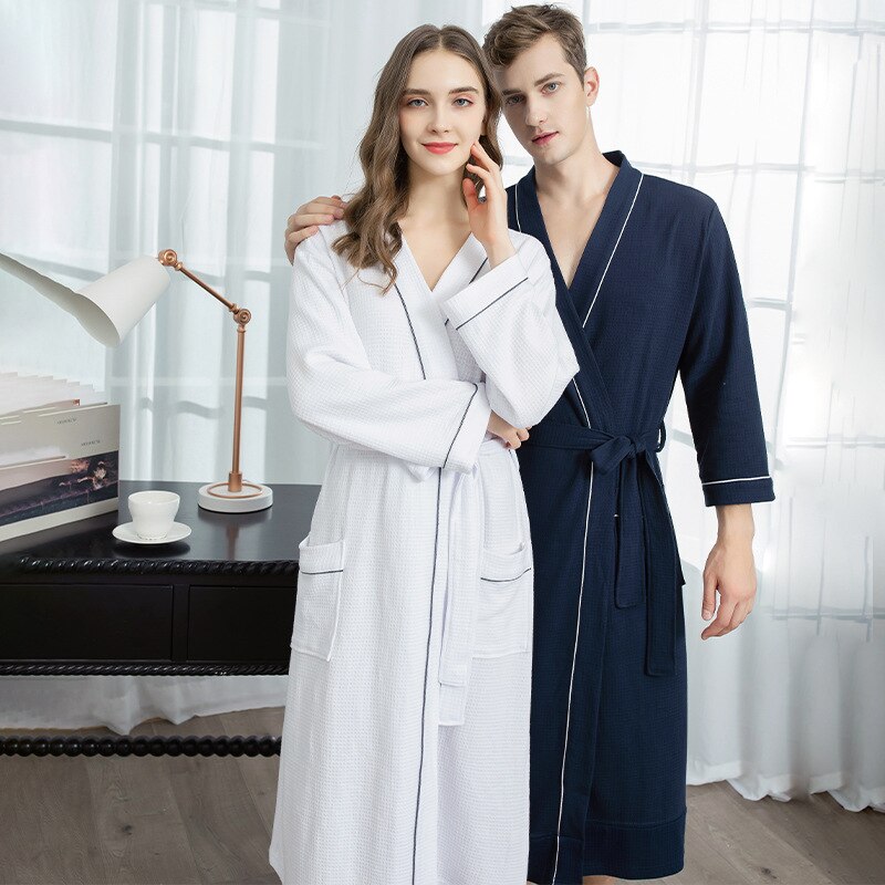 Mens Bathrobe Gown Long Sleeve Robe Kimono Home Wear