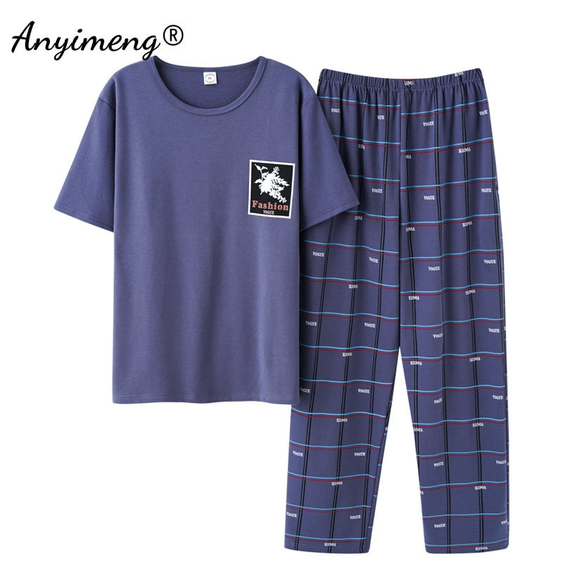 Fashion Men Sleepwear Soft Cotton Pajamas Set