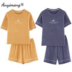 Fabric Pajamas Round Collar Sleepwear Leisure Loose Homewear