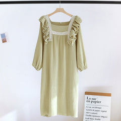 4 Colors Pure Cotton Nightdress Nightgown Sleepwear Ladies Home