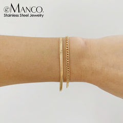 Chic Double Layered Snake Chain Cuban Chain Simple Bracelet