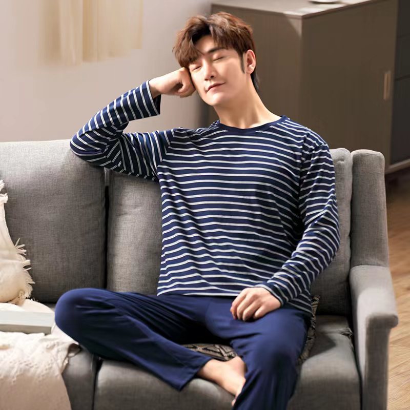 pajamas men long-sleeved striped style homewear suits