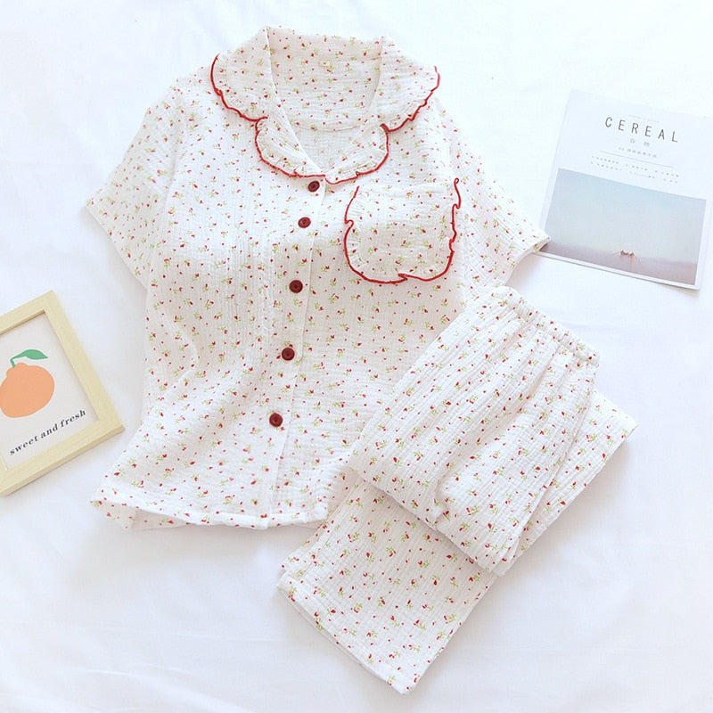 Sleepwear Female Set 2 Pieces Nightwear Floral Color