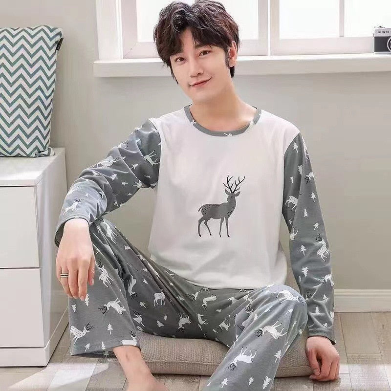 pajamas men long-sleeved striped style homewear suits