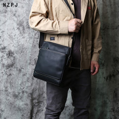 Leather Men's Shoulder Bag Casual Vertical Messenger