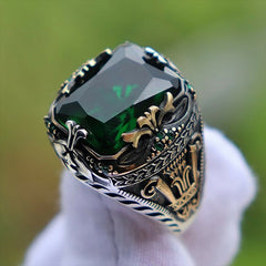 Retro Ancient Silver Color Carved Ring