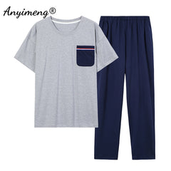 Fashion Men Sleepwear Soft Cotton Pajamas Set