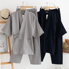 Mens Pajamas Sets Cotton Kimono  Home Wear 2 Pieces Style