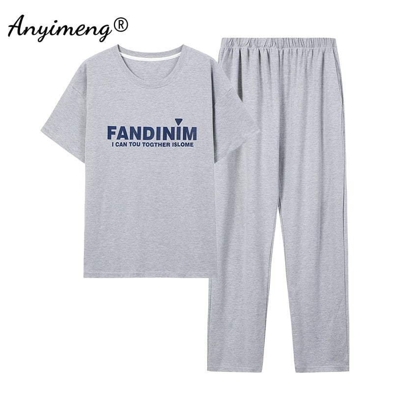 Fashion Men Sleepwear Soft Cotton Pajamas Set