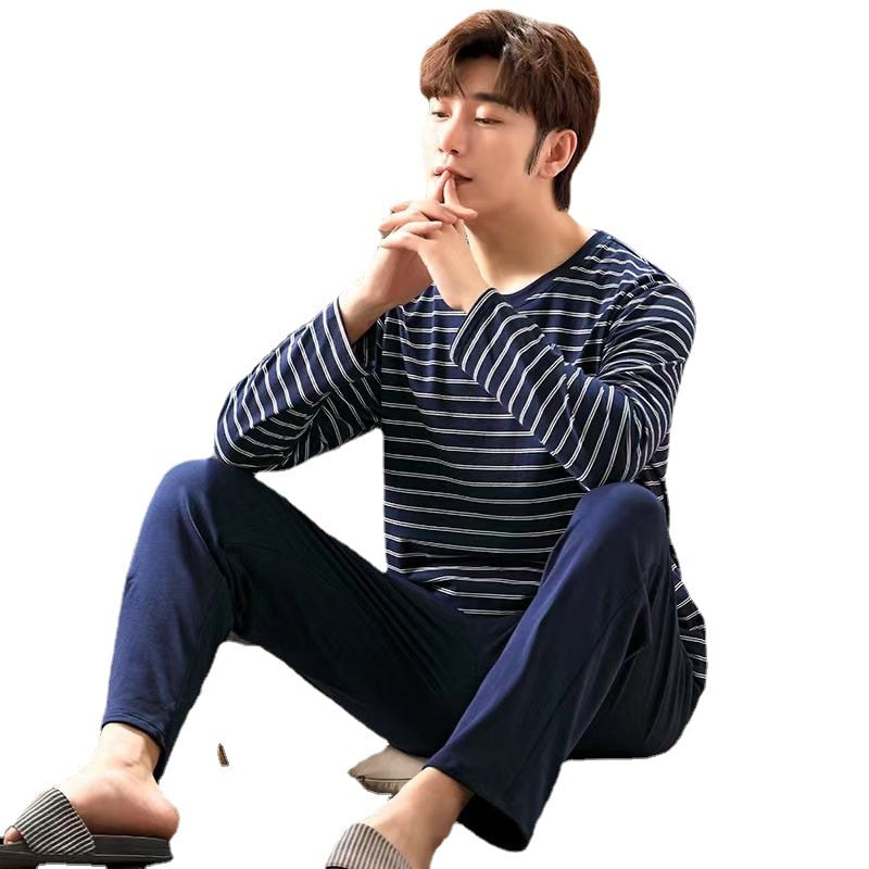 pajamas men long-sleeved striped style homewear suits