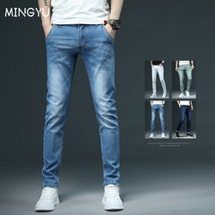 Clothing Solid Color Cotton Jeans Casual Classic Denim Trousers