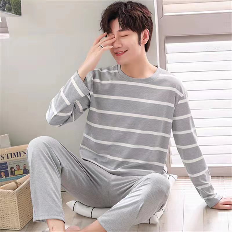 pajamas men long-sleeved striped style homewear suits