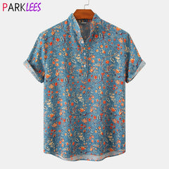 Summer Short Sleeve Floral Hawaiian Shirt