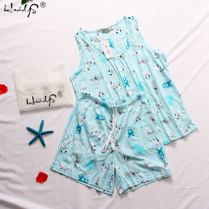 Summer Pajamas Cotton Sleepwear Suit  Pajamas Suit Plus Size