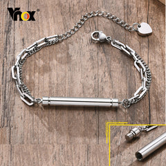 Bracelet for Men Stainless Steel Openable Tube