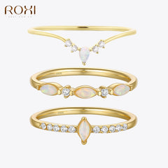 Elegant Opal Crystals Rings Statement Jewelry