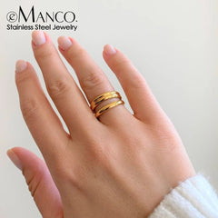 Fashion  Color Geometric Multi-layer Line Ring