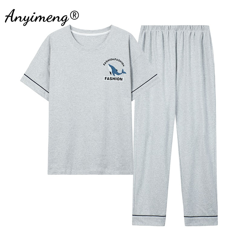 Fashion Men Sleepwear Soft Cotton Pajamas Set