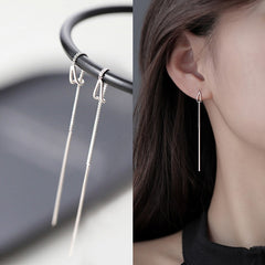 Simple Style Box Chain Tassel Drop Earrings