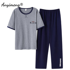 Fashion Men Sleepwear Soft Cotton Pajamas Set