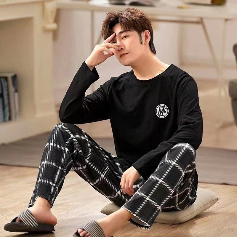 pajamas men long-sleeved striped style homewear suits