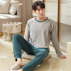 Autumn Men Pyjama Set Full Pajama Suit Long Sleeve