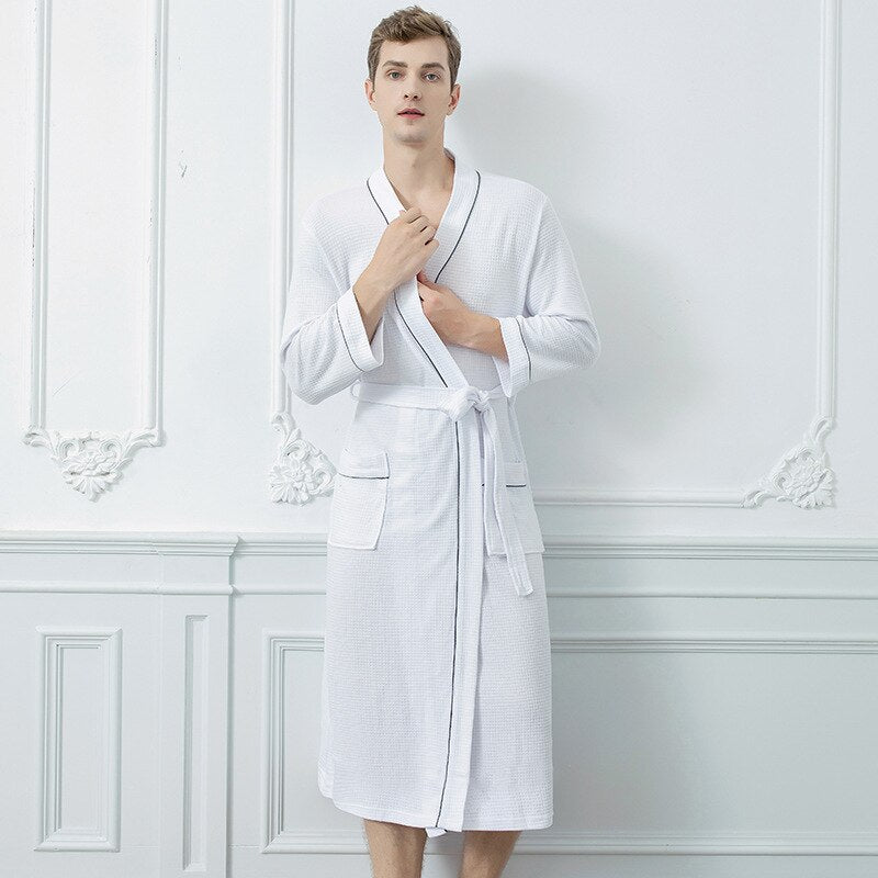 Mens Bathrobe Gown Long Sleeve Robe Kimono Home Wear