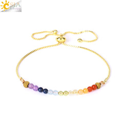 Chakra Summer Stone Color Stainless Steel Bracelets