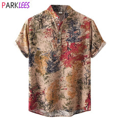 Mens Floral Beach Tropical Hawaiian Shirt Short Sleeve