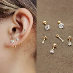 1 piece Stainless steel 4 Prong Zircon Ear Studs Earrings