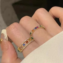 Shiny Color Zircon Gold color Open Rings